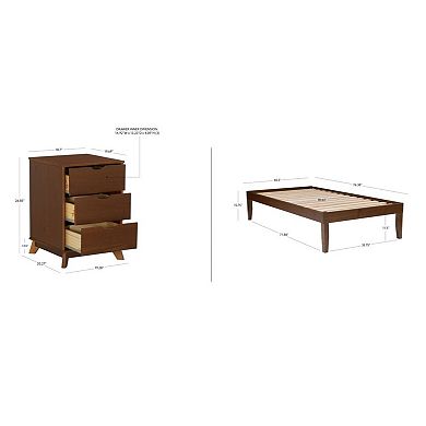 Linon Polly Twin Bed and Nightstand 2-Piece Set
