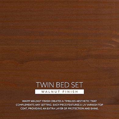 Linon Polly Twin Bed and Nightstand 2-Piece Set