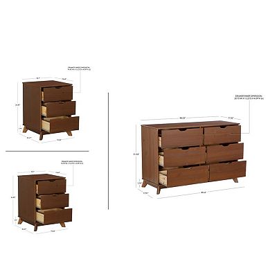 Linon Polly Dresser and Two Nightstands 3-Piece Set