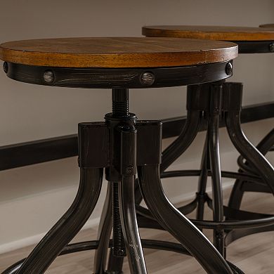 Linon Hawkford Adjustable Height Backless Stool