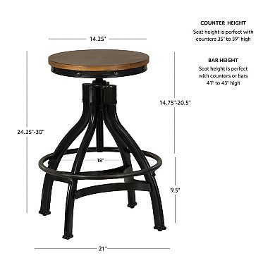 Linon Hawkford Adjustable Height Backless Stool