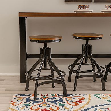 Linon Hawkford Adjustable Height Backless Stool
