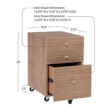 Linon Ripples Three Drawer File Cabinet
