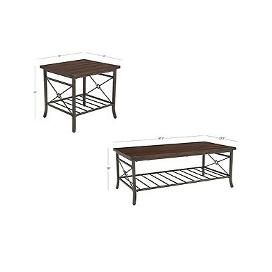 Linon Verson Metal Occasional Table 3-Piece Set