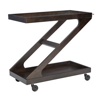 Linon Marlon Solid Wood Rolling Bar Cart