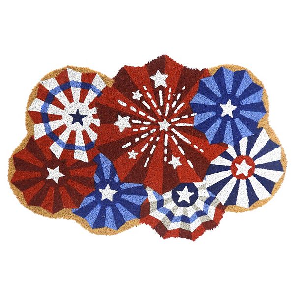 Celebrate Together™ Americana Red White & Blue Medallion-Shaped Cluster Coir Doormat - Rubicondo
