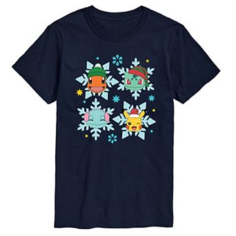 Men's Pokemon Group Snowflakes Graphic Tee