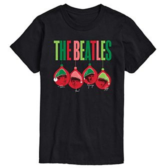 Men's The Beatles Santa Hats Ornaments Graphic Tee