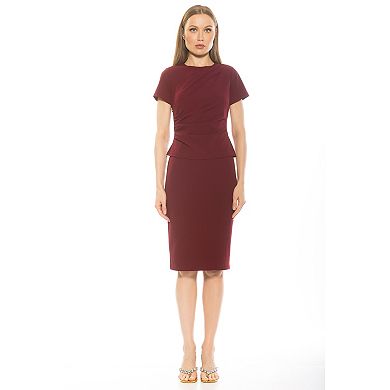 Women's ALEXIA ADMOR Robin Crewneck Draped Midi Dress