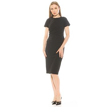 Women's ALEXIA ADMOR Robin Crewneck Draped Midi Dress