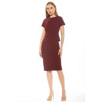 Women's ALEXIA ADMOR Robin Crewneck Draped Midi Dress
