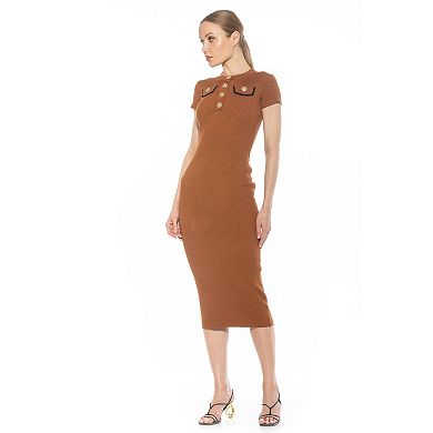 Women's ALEXIA ADMOR Rhys Ribbed Knit Short Sleeve Midi Dress