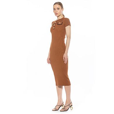 Women's ALEXIA ADMOR Rhys Ribbed Knit Short Sleeve Midi Dress