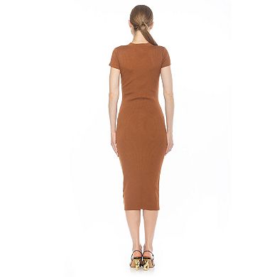Women's ALEXIA ADMOR Rhys Ribbed Knit Short Sleeve Midi Dress
