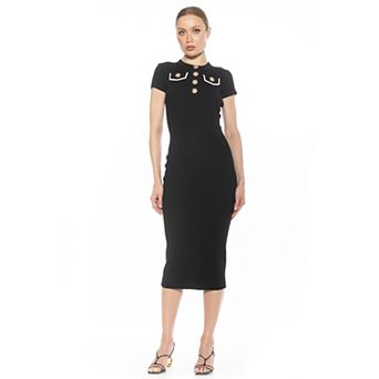 Women's ALEXIA ADMOR Rhys Ribbed Knit Short Sleeve Midi Dress