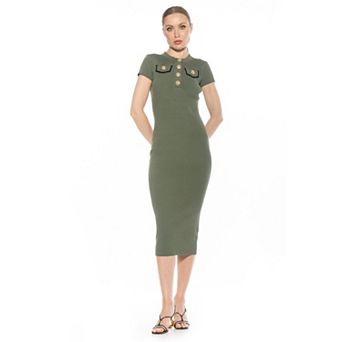 Women's ALEXIA ADMOR Rhys Ribbed Knit Short Sleeve Midi Dress