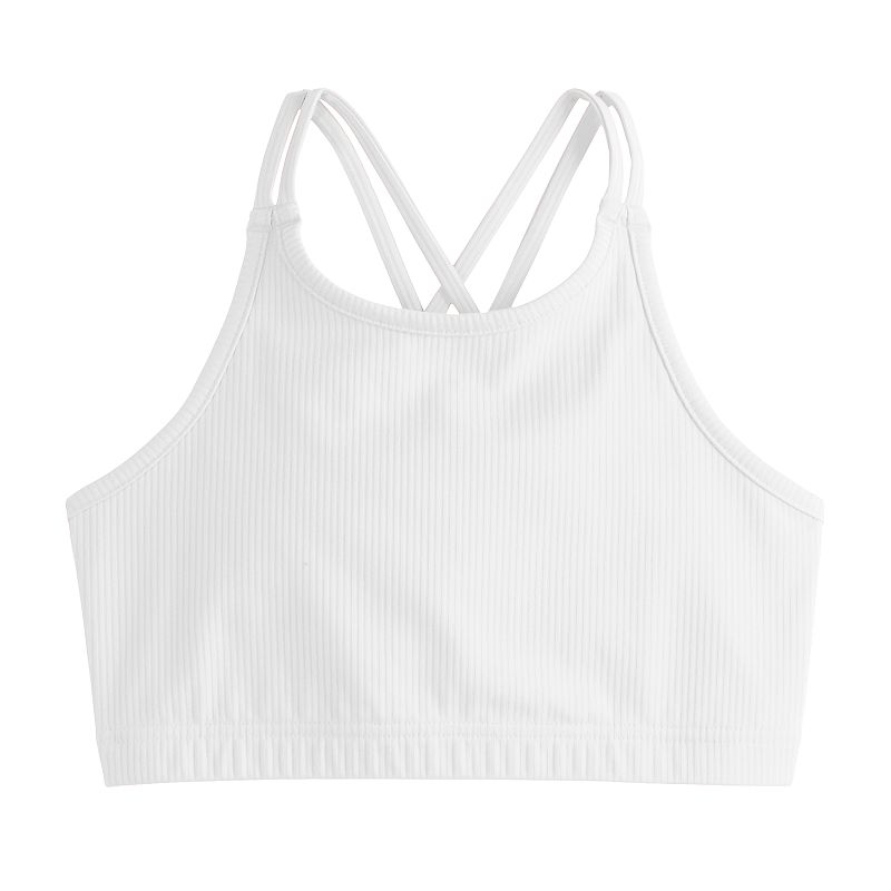 Girls 7-20 Tek Gear® Cross Back Sports Bra in Regular & Plus Size, Girl's, Size: XL (14/16), Modern White