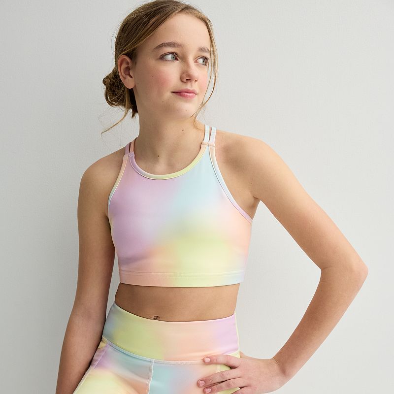 Girls 7-20 Tek Gear® Cross Back Sports Bra in Regular & Plus Size, Girl's, Size: XL (14/16), Multi Dye