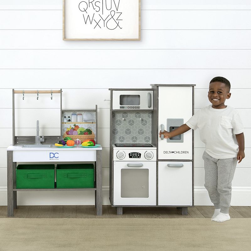 Delta Children Gourmet All-in-One Corner Play Kitchen Playset, White