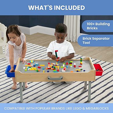 Delta Children Play N Store Building Bricks Play Table with 100+ Play Bricks