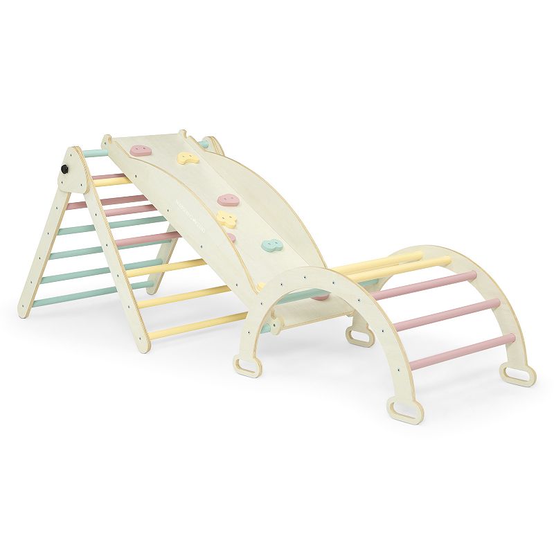Delta Children Lil’ Climber Gym - Wooden Indoor Climbing Gym Playground for Kids - Montessori Toy with Reversible Arch/Rocking Chair  Reversible Rock Wall/Slide Ramp and Pikler Triangle - Ages 3+