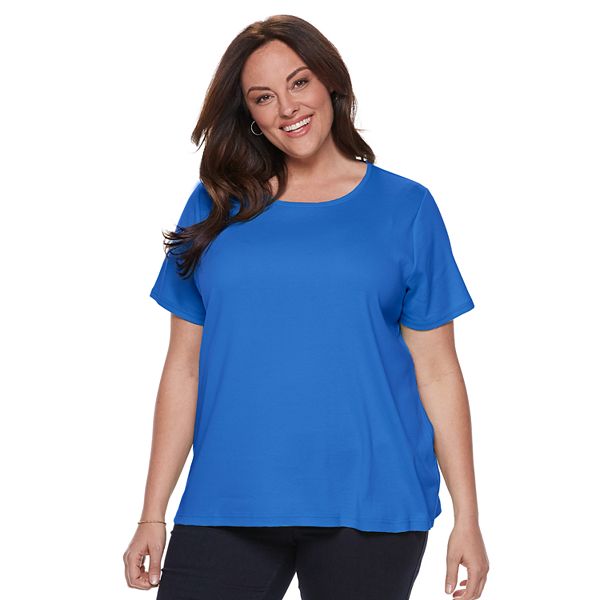 Plus Size Croft & Barrow® Essential Crewneck Tee - Nicole Blue (0X)