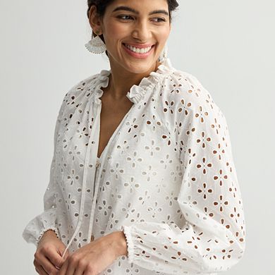 Petite Nine West Ruffle Collar Blouse
