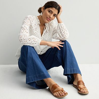 Petite Nine West Ruffle Collar Blouse