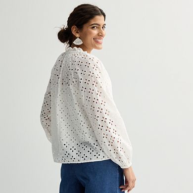 Petite Nine West Ruffle Collar Blouse