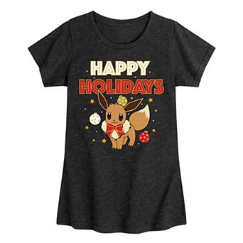 Girls 7-16 Pokemon Happy Holidays Evee Graphic Tee