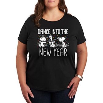 Plus Size Peanuts Snoopy Dance Into The New Year Graphic Tee