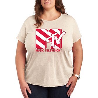 Plus Size MTV Candy Cane Graphic Tee