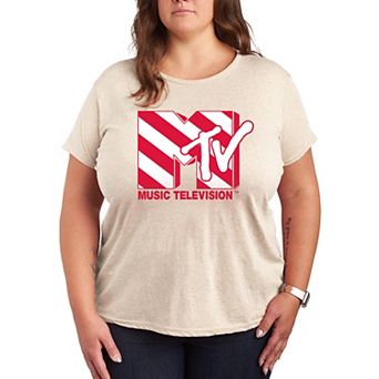 Plus Size MTV Candy Cane Graphic Tee