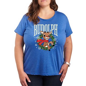 Plus Size Rudolph Wreath Graphic Tee
