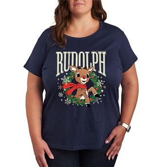 Plus Size Rudolph Wreath Graphic Tee