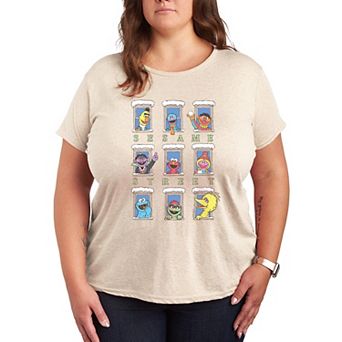 Plus Size Sesame Street Group Winter Graphic Tee