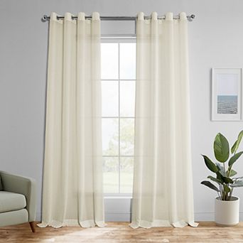EFF 1-Panel Faux Linen Grommet Sheer Curtain