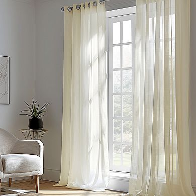 EFF 1-Panel Faux Linen Grommet Sheer Curtain