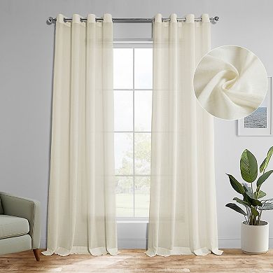 EFF 1-Panel Faux Linen Grommet Sheer Curtain