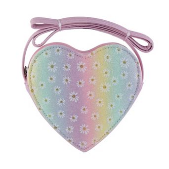 Girls Elli by Capelli Rainbow Glitter Heart Crossbody Bag