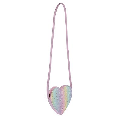 Girls Elli by Capelli Rainbow Glitter Heart Crossbody Bag