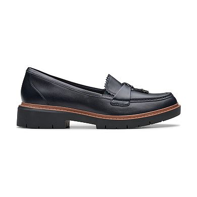 Clarks® Westlynn Bella Women's Navy Leather Lug Sole Loafers