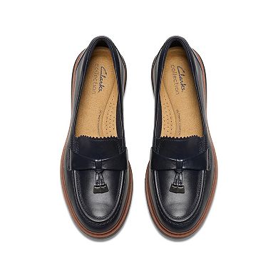 Clarks® Westlynn Bella Women's Navy Leather Lug Sole Loafers