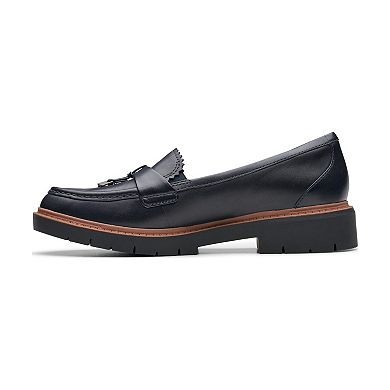 Clarks® Westlynn Bella Women's Navy Leather Lug Sole Loafers