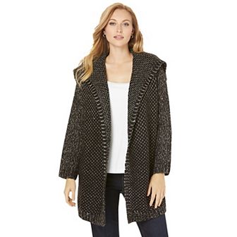 Roaman's Women's Plus Size Marled Open Cardigan