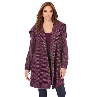 Roaman's Women's Plus Size Marled Open Cardigan