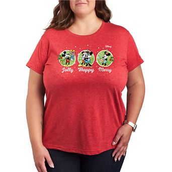 Disney's Mickey & Minnie Mouse Plus Size Jolly Happy Merry Graphic Tee