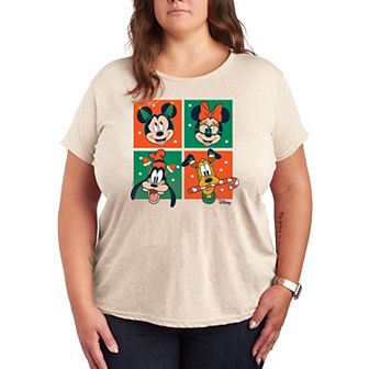 Disney's Mickey Mouse & Friends Plus Size Christmas Grid Graphic Tee