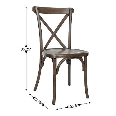 Cross-back chair dimensions showing height and width