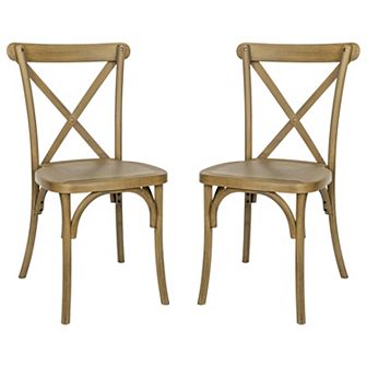 Emma And Oliver 2 pk Weather-resistant Indoor/outdoor Wood Look Resin Cross Back Chair